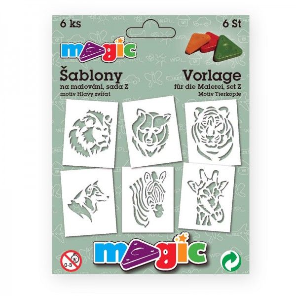 Papírové šablony - Hlavy zvířat  - 6 ks
