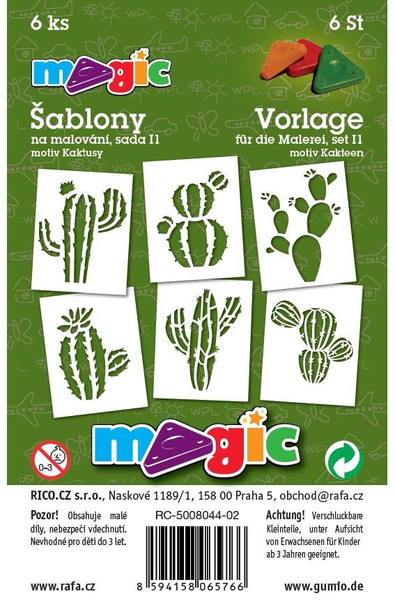 Papírové šablony - Kaktusy - 6 ks