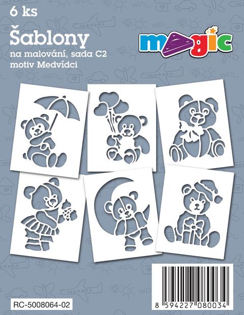 Obrázek produktu: Papírové šablony - Medvídci - 6 ks