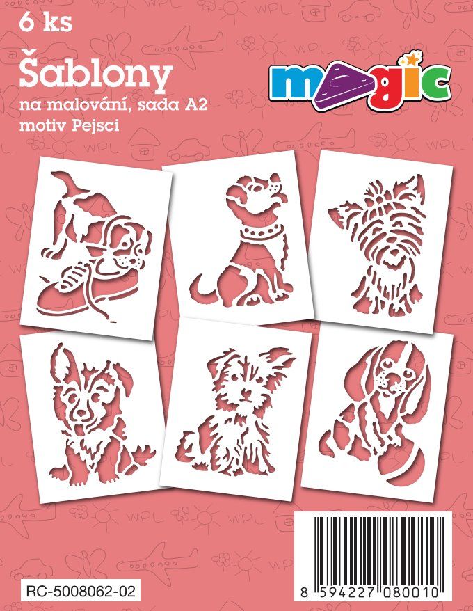 Papírové šablony - Pejsci - 6 ks