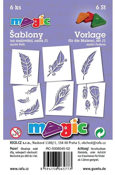 Obrázek produktu: Papírové šablony - Peří - 6 ks