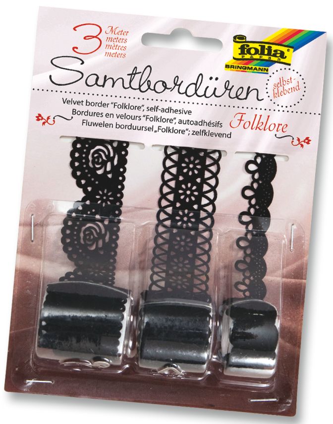 Papírové samolepicí bordury, krajky - černé
