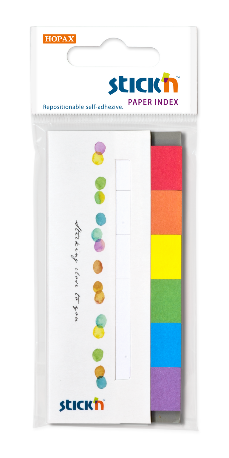 Samolepicí záložky Stick'n Paper Index rainbow, 45 x 15 mm, 6 x 30 ks