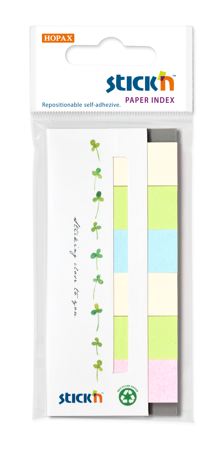 Hopax Stick'n Paper Index - samolepicí papírové záložky - 6 × 30 lístků, Recycled