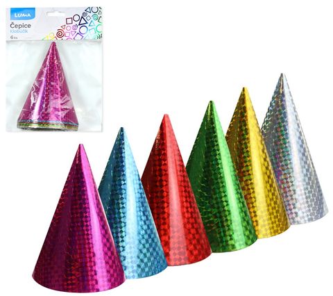 Obrázek produktu: Párty čepice 15 cm, mix barev - 6 ks