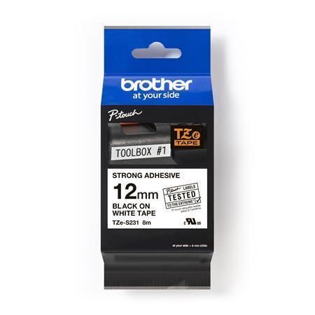 Brother TZE-S231 - náhradní páska - extra silná, 12 mm x 8 m, černo-bílá