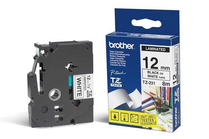 Brother TZE-231e - náhradní páska - 12 mm x 8 m, černo-bílá