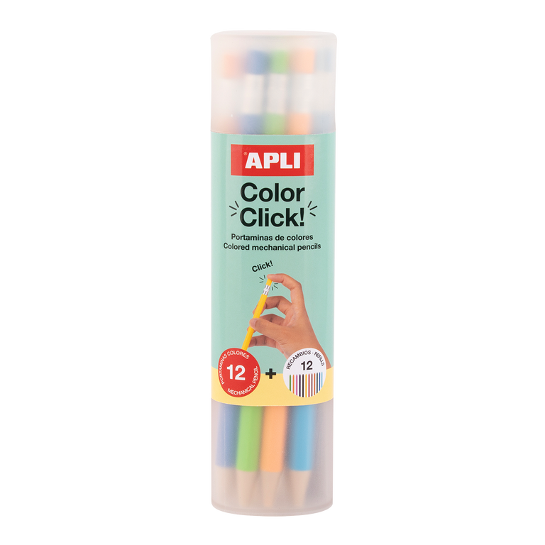 Pastelky APLI stiskací s náhradními tuhami, 12 ks, mix barev