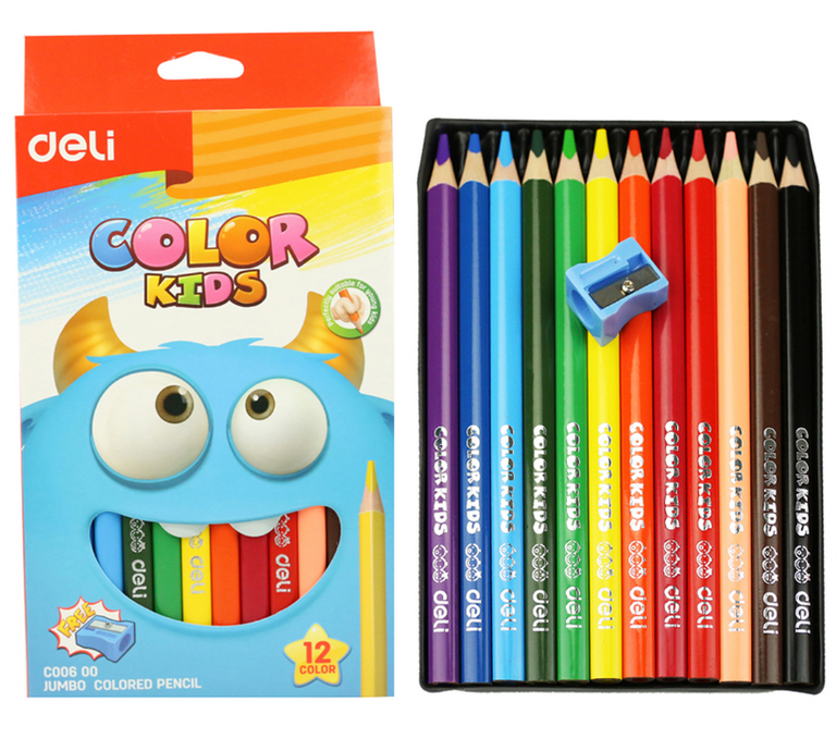 Pastelky DELI trojhranné JUMBO 12 barev Color Kids EC00600 DELI