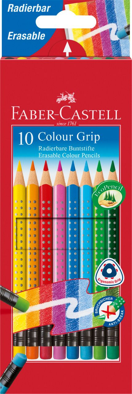 Pastelky Faber Castell Grip 2001 trojhr. s bar. pryží 10ks Faber-Castell