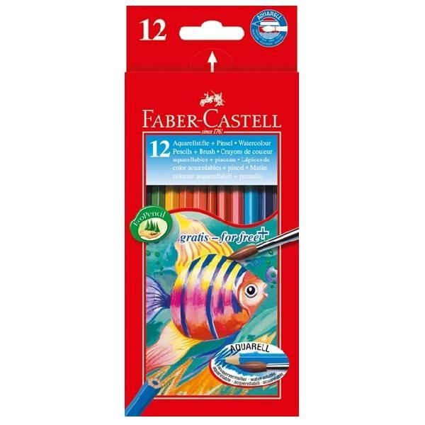 Pastelky Faber Castell Akvarelové pap.krabička 12ks+štěteček Faber-Castell