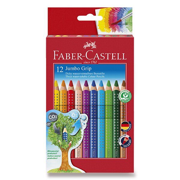 Pastelky trojb. Faber Castell JUMBO GRIP rozm. 12ks + ořez. Faber-Castell