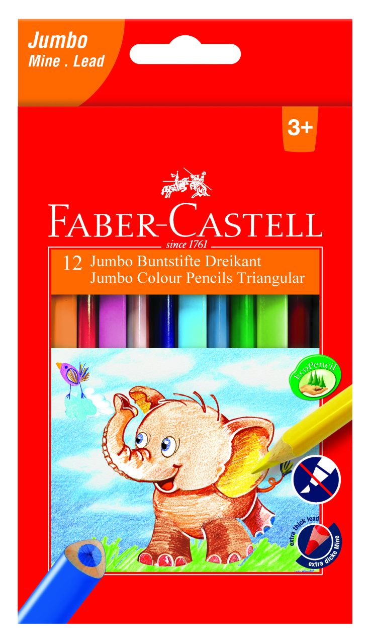 Pastelky Faber-Castell trojhranné EXTRA JUMBO, 12 barev