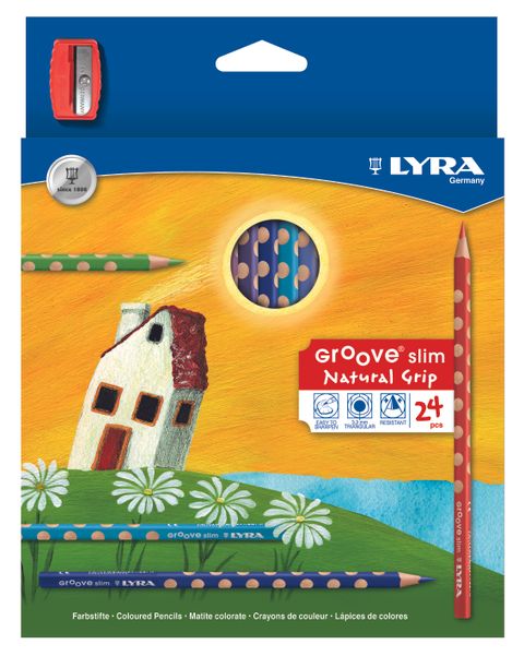 Obrázek produktu: Pastelky Lyra GROOVE Slim, trojhranné, 24 ks + ořezávátko