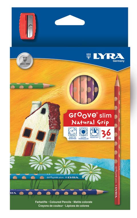 Obrázek produktu: Pastelky Lyra GROOVE Slim, trojhranné, 36 ks + ořezávátko