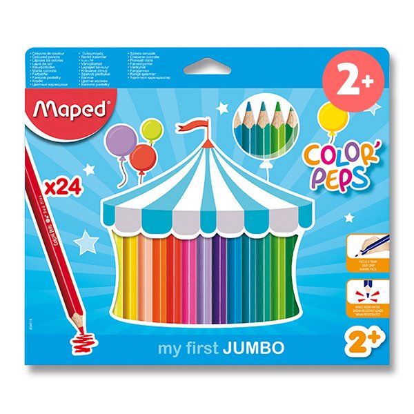 Pastelky MAPED Color´Peps JUMBO - 24 barev, trojhranné