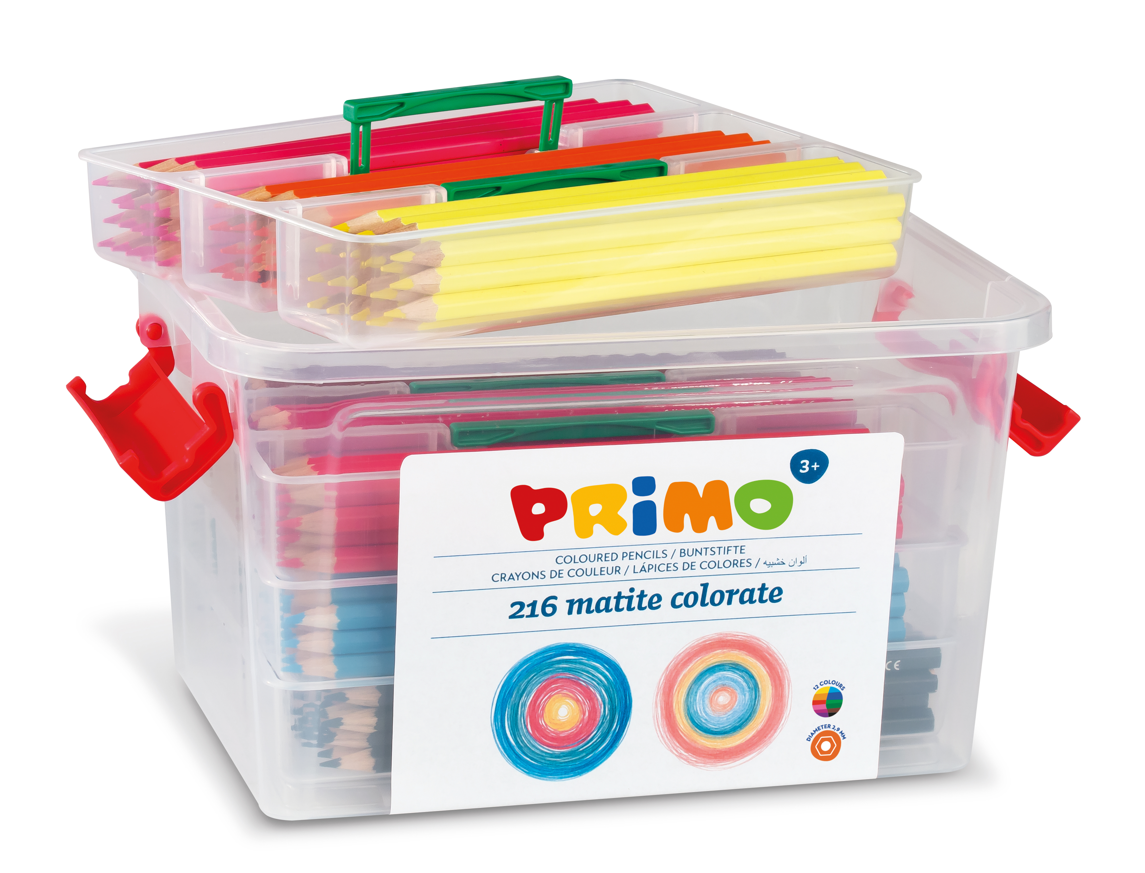 Pastelky šestihranné PRIMO - 216 ks - v plastovém boxu