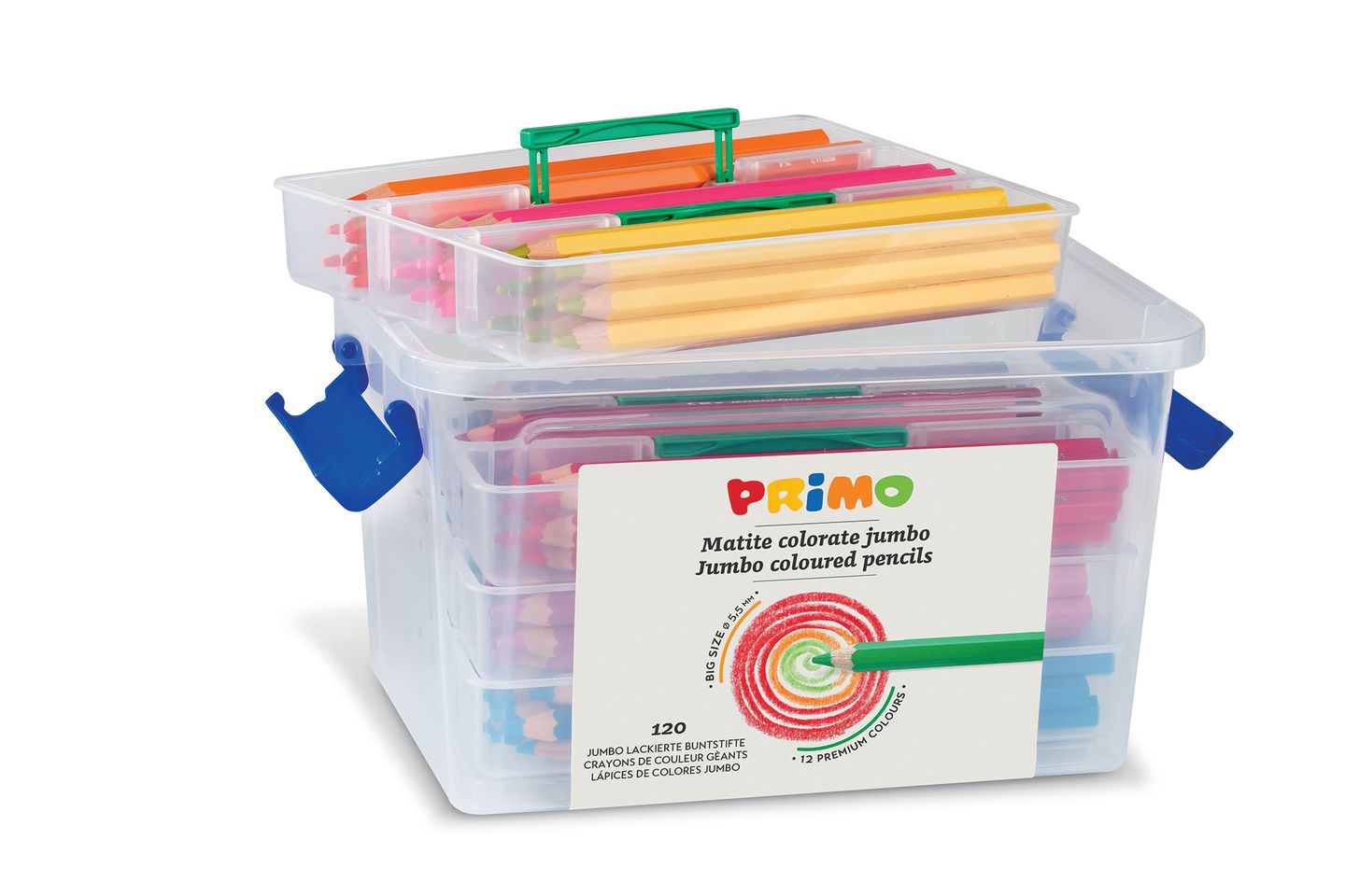 Pastelky šestihranné PRIMO JUMBO - 120 ks - v plastovém boxu