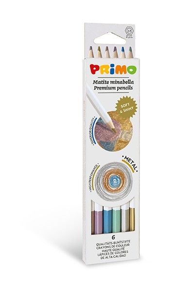 Pastelky šestihranné PRIMO MINABELLA METAL, tuha průměr 3,8 mm, 6 ks, papírový obal