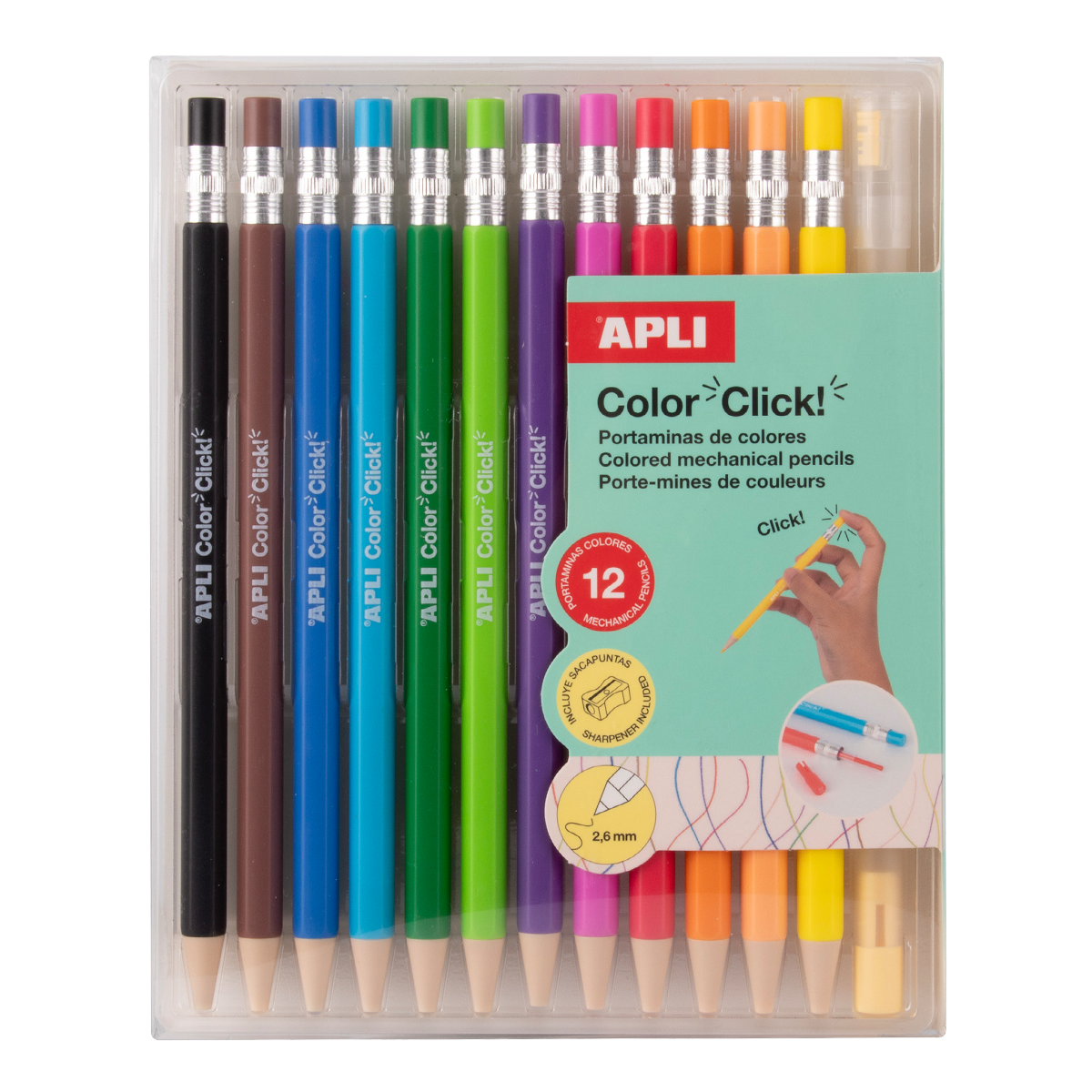 Pastelky stiskací APLI Color Click, 12 ks, blistr, mix barev