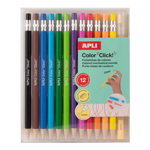 Obrázek produktu: Pastelky stiskací APLI Color Click, 12 ks, blistr, mix barev