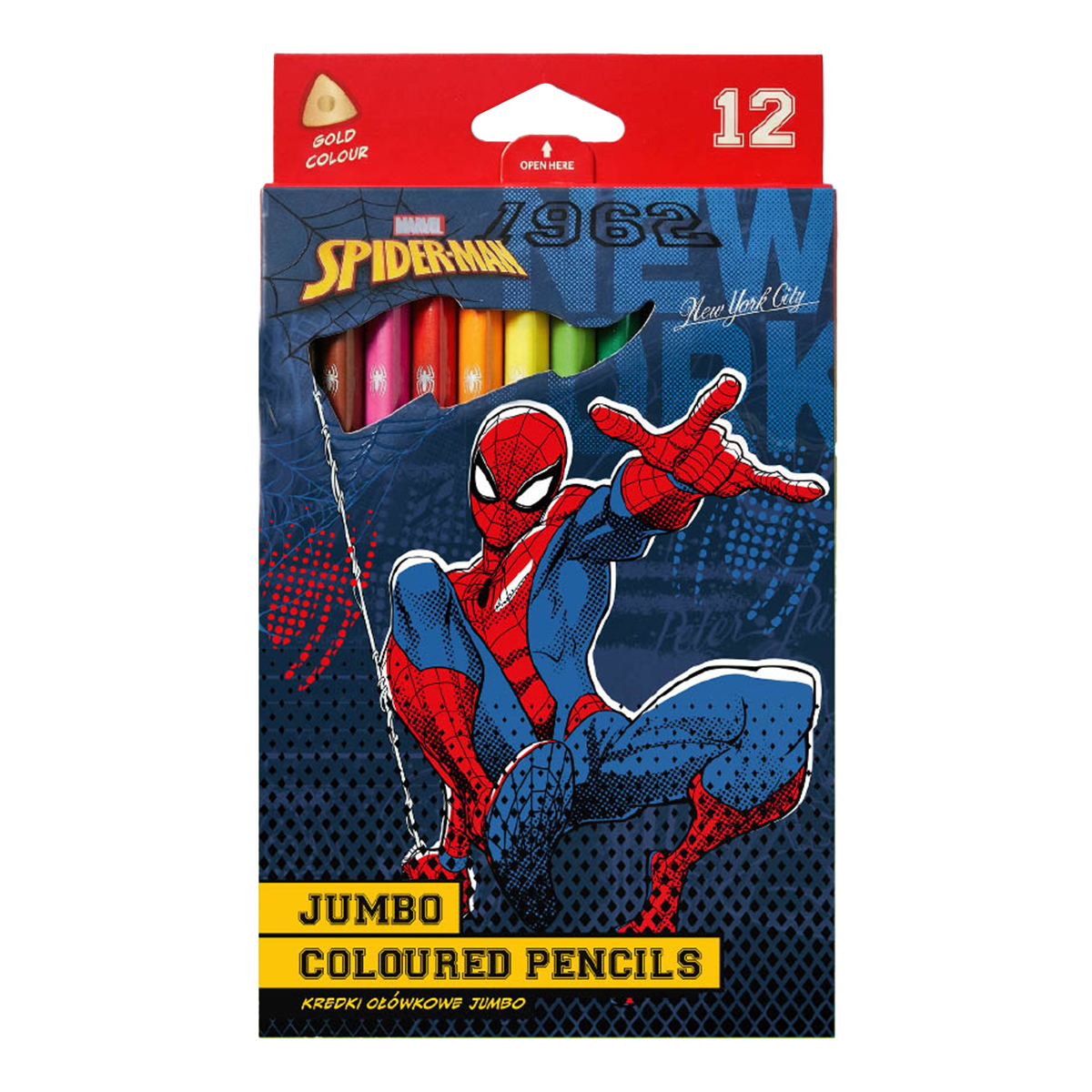 Pastelky trojhranné Colorino JUMBO - Spider-Man - 12 barev