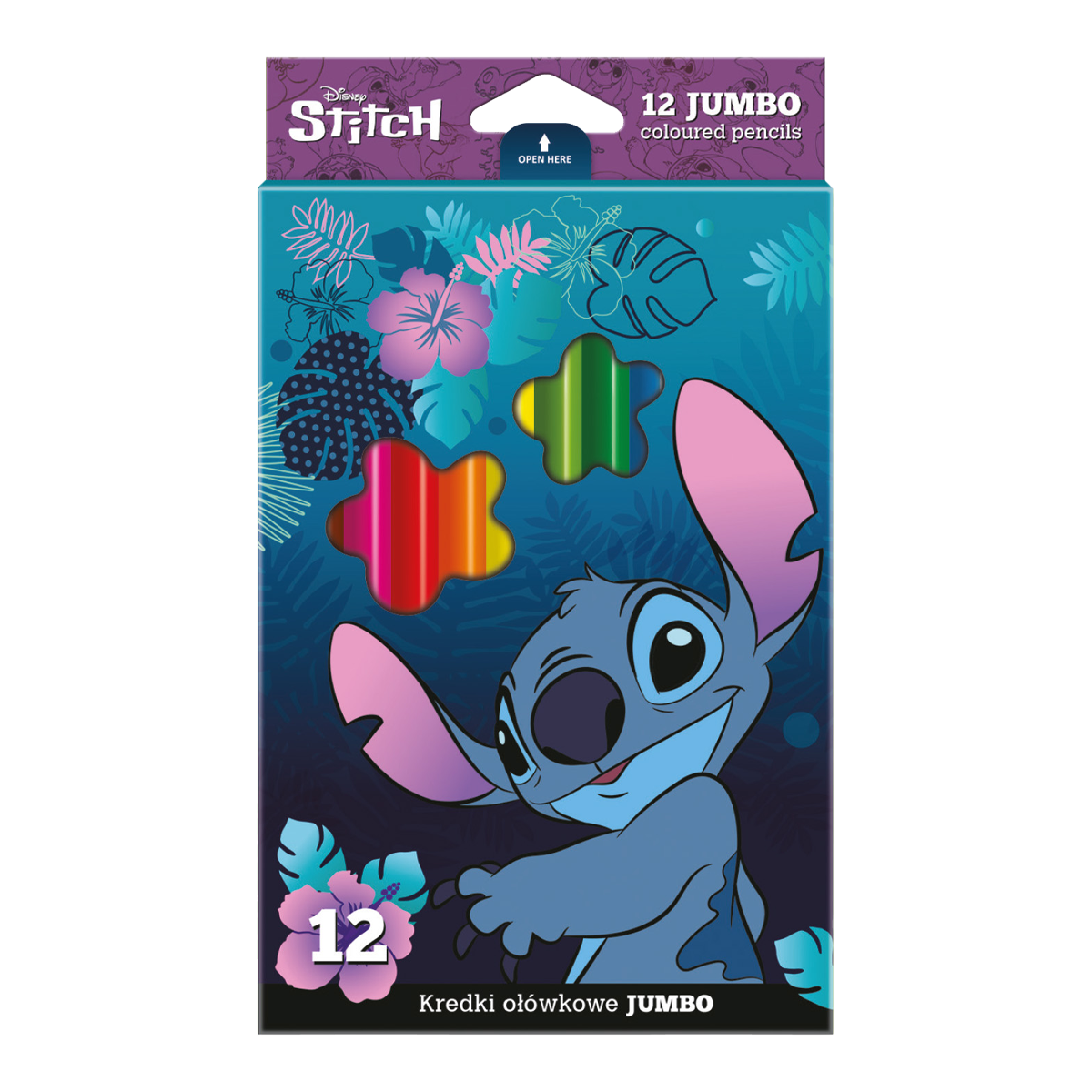 Pastelky trojhranné Colorino JUMBO - Stitch - 12 barev