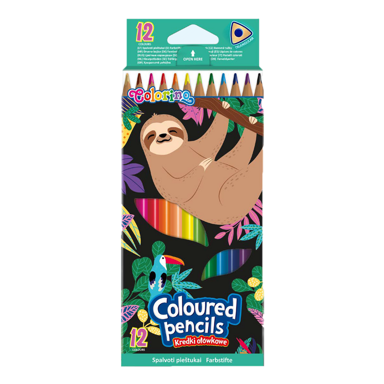 Pastelky trojhranné Colorino - Lenochod, 12 barev