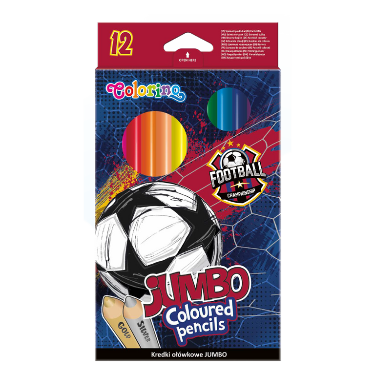 Pastelky trojhranné JUMBO 12 barev - Fotbal