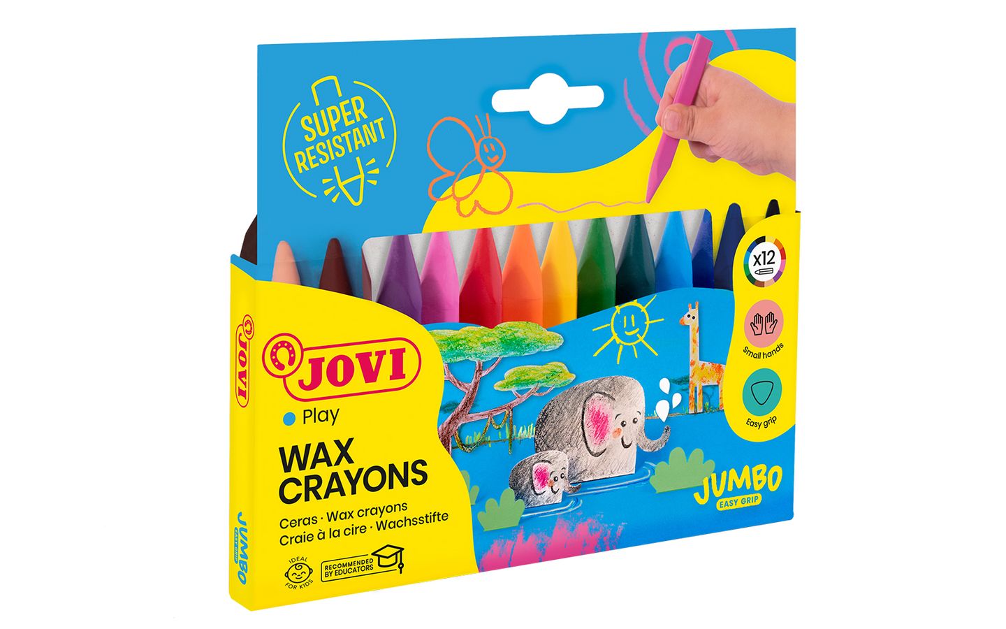 Pastelky voskové JOVICOLOR trojboké - 12 ks