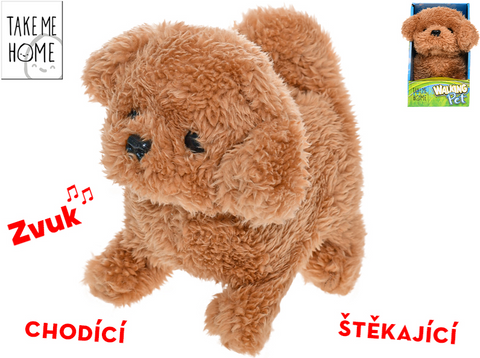 Obrázek produktu: Pejsek plyšový 15,5 cm na baterie chodící a štěkající