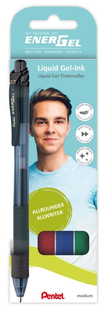 Pentel EnerGel BL107 Gelový roller 0,7 mm - sada 4 barev, základní
