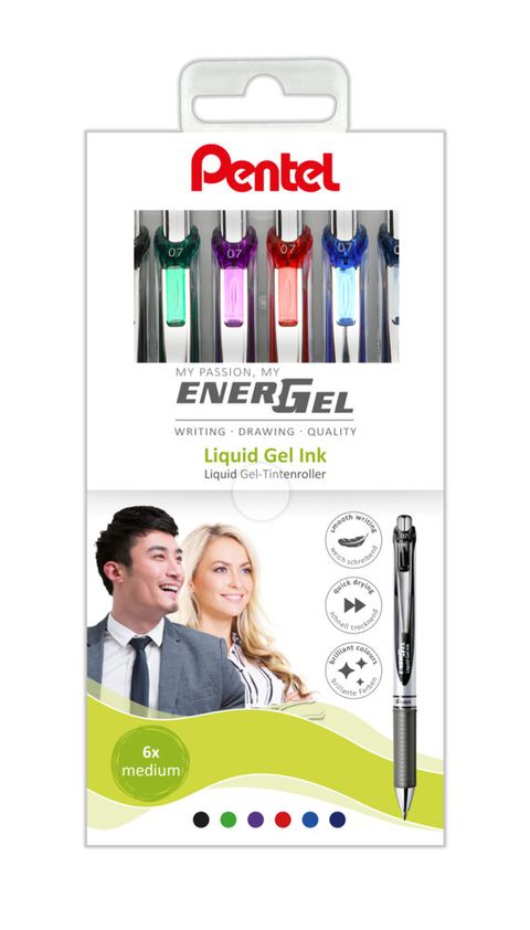 Obrázek produktu: Pentel EnerGel BL77 Gelový roller 0,7 mm - sada 6 barev