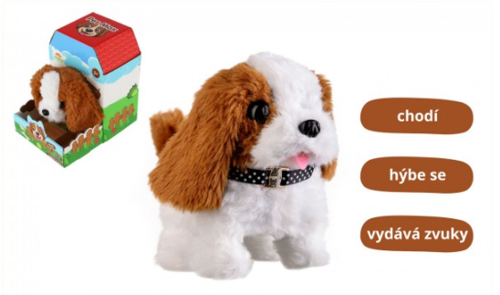 Teddies Pes Max 15 x12 cm na baterie se zvukem s pohybem