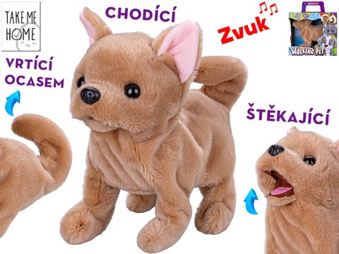 Obrázek produktu: Pes plyšový 21 cm hnědý na baterie štěkající a vrtící ocasem