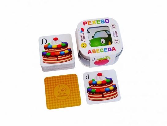 Pexeso Abeceda 64 karet v plechové krabičce 6x 6x 4 cm, Hmaťák
