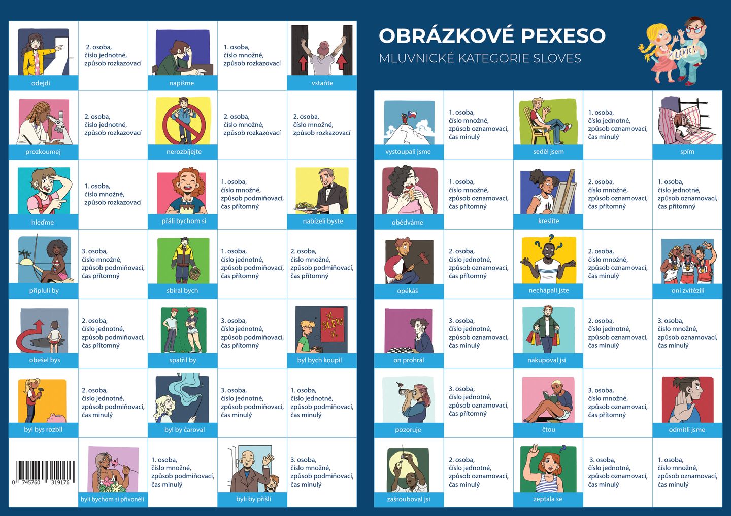 Pexeso - Český jazyk - Slovesa - určování mluvnických kategorií