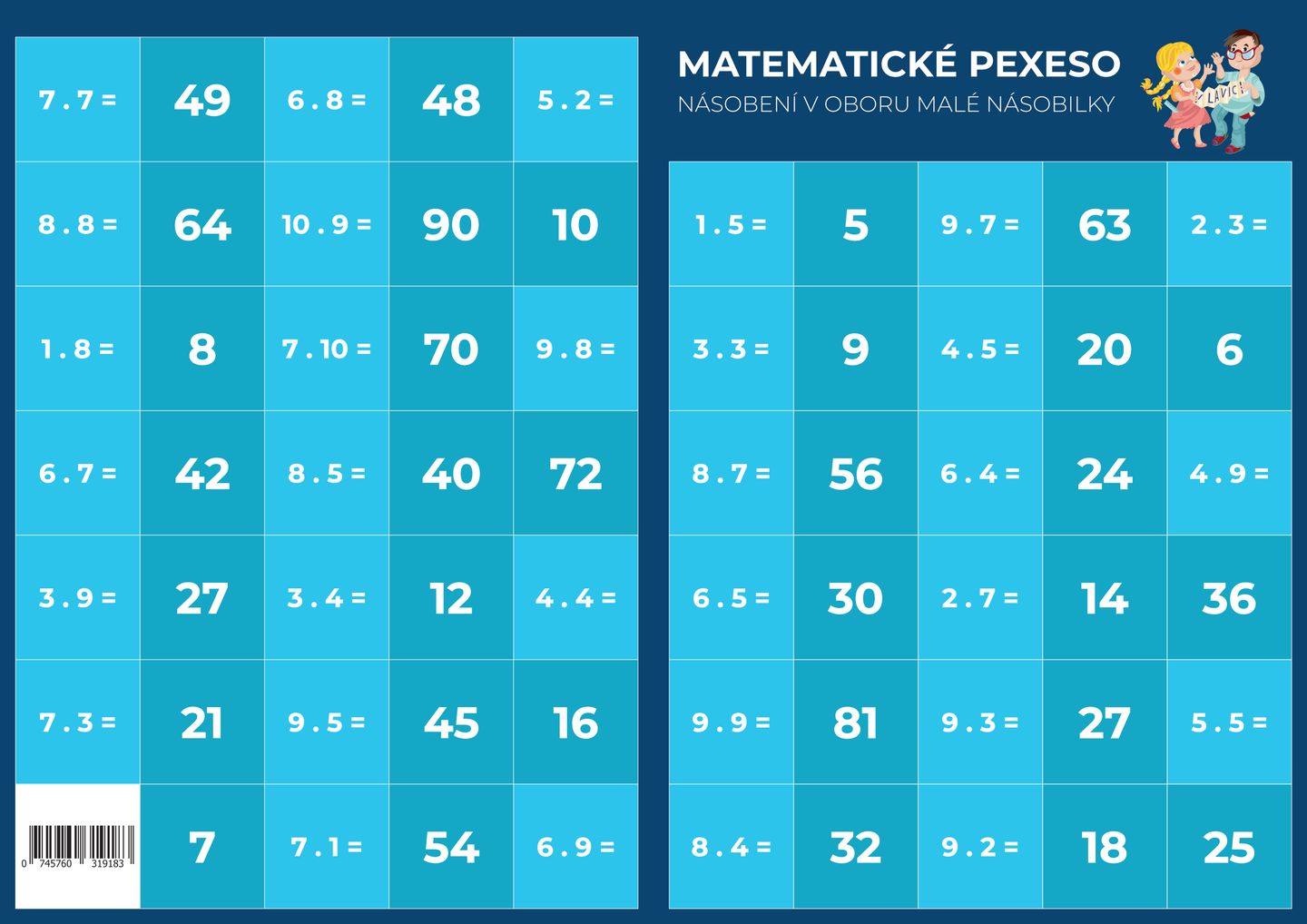 Pexeso - Matematika - Násobení v oboru malé násobilky