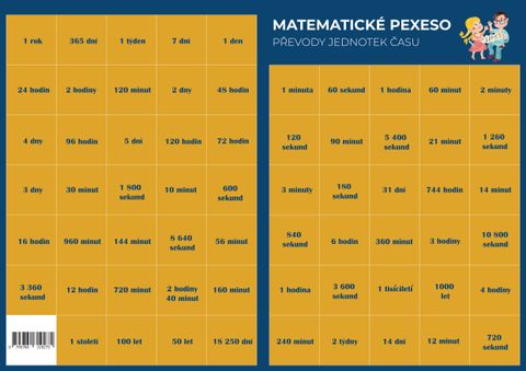 Obrázek produktu: Pexeso - Matematika - Převody jednotek času
