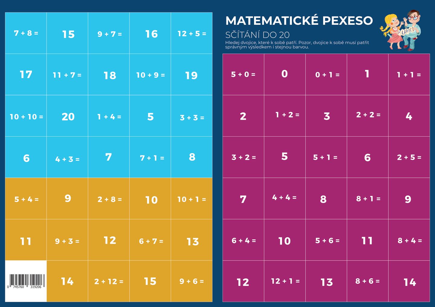 Pexeso - Matematika - Sčítání v oboru do 20