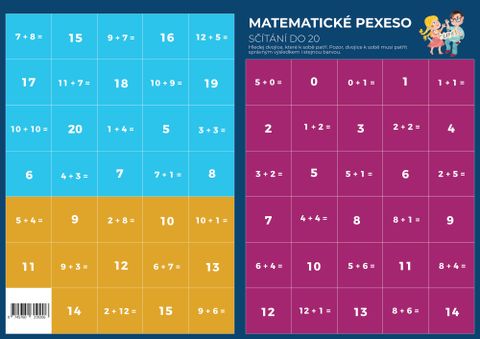 Obrázek produktu: Pexeso - Matematika - Sčítání v oboru do 20