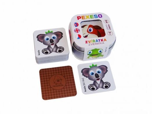Levně Pexeso Zvířátka 64 karet v plechové krabičce 6x 6x 4 cm, Hmaťák