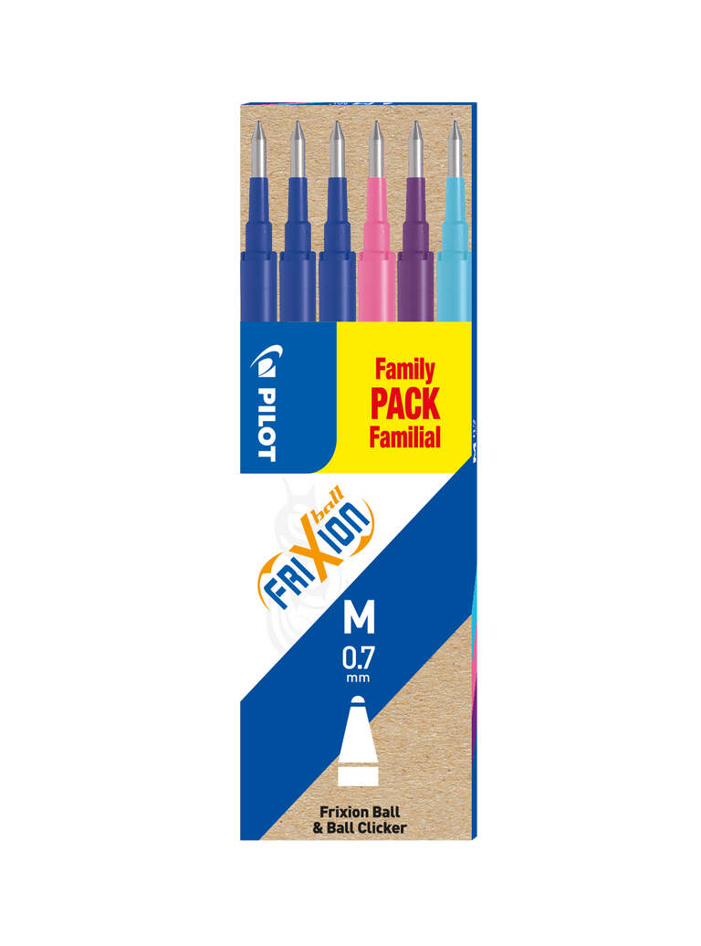 Náplň pre Roller FriXion Ball, 0.7, 6 ks, mix farieb - fialová, modrá, svetlo modrá a ružová