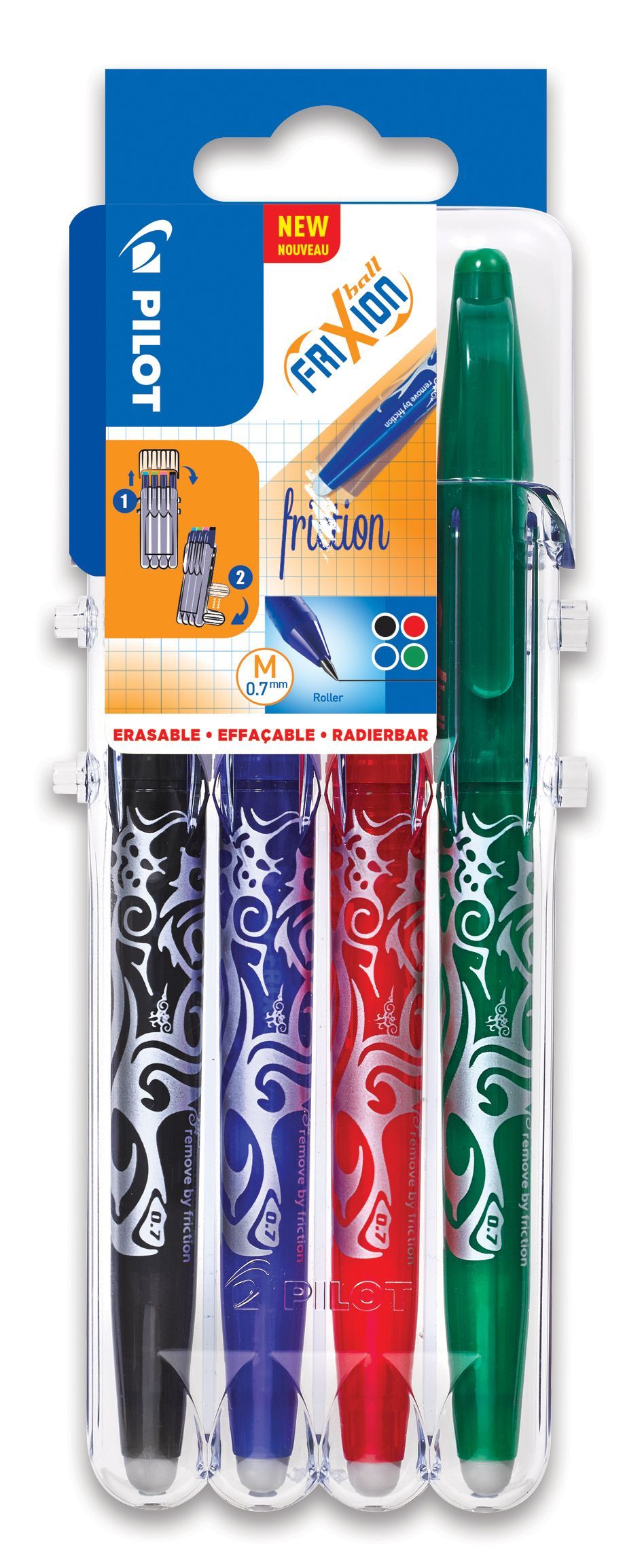 Pilot FriXion Ball Roller 0,7 mm - sada 4 barev Set2Go BASIC