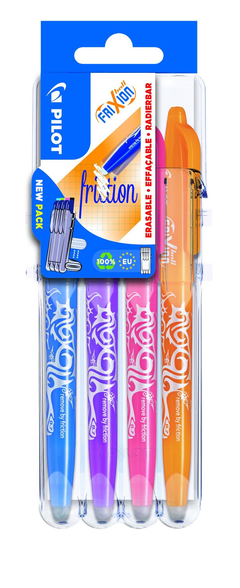 Gelový roller Pilot Set2GO FriXion Ball - sada 4 barev NEW COLORS (07), 0,35 mm