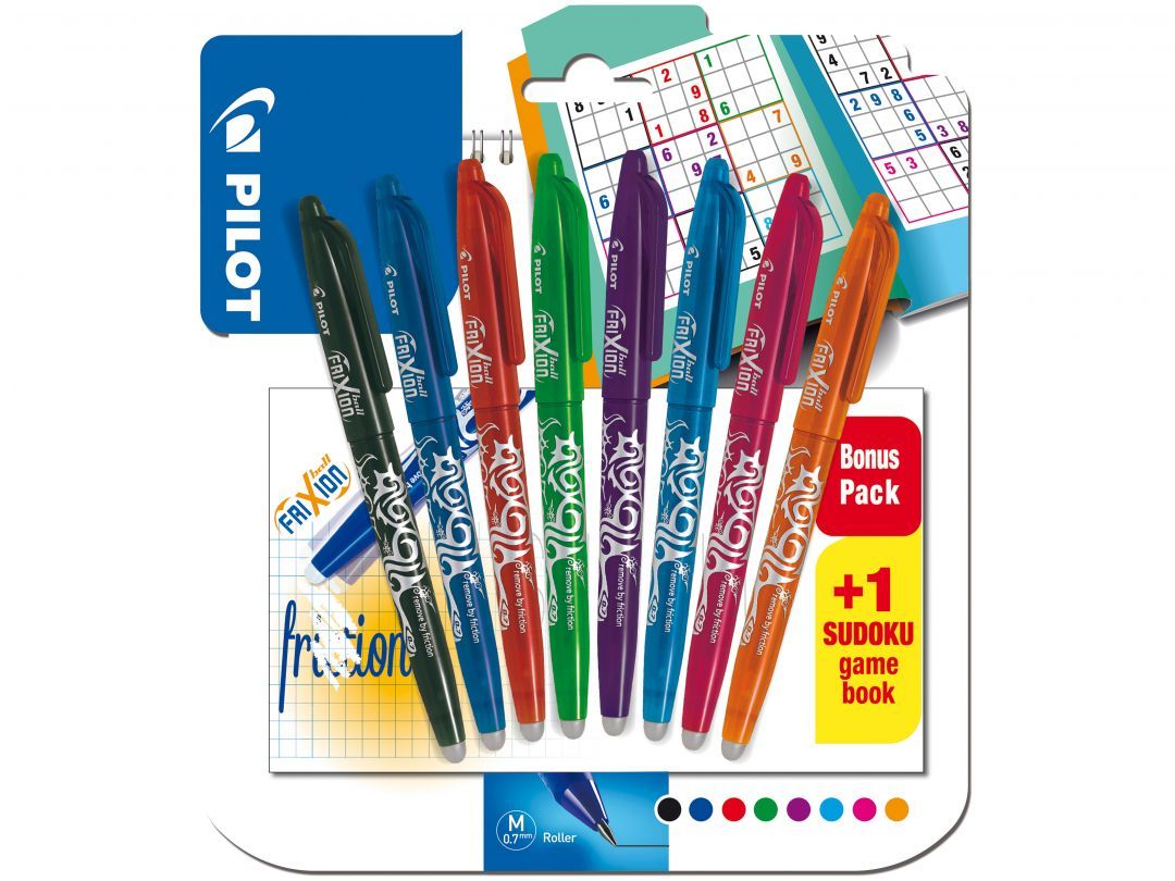 Pilot FriXion Ball Roller 0,7 mm sada 8 barev + sudoku