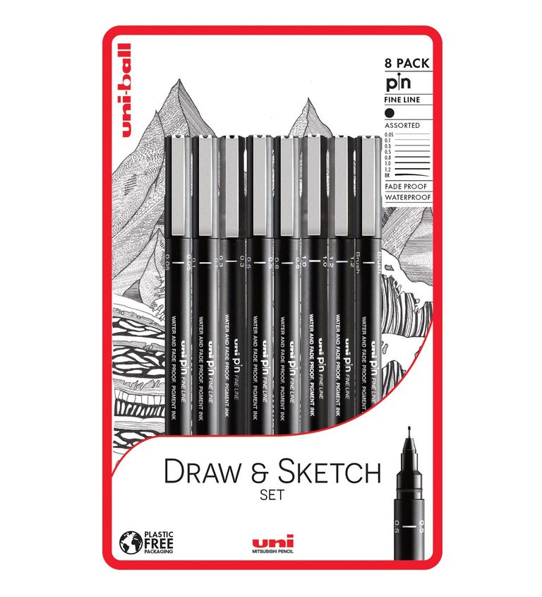 UNI PIN - Draw and Sketch sada 8 ks linerů UNI