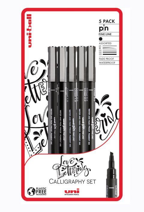 Obrázek produktu: PIN - Love Lettering sada 5 ks linerů, černá (0,9/štětec/CS1/CS2/CS3)