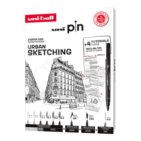Obrázek produktu: PIN sada Urban Sketching - dárkový box, 8 linerů + SHALAKU mikrotužka, mix barev