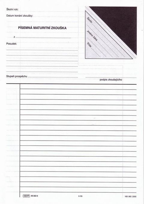 Obrázek produktu: Písemná maturitní zkouška (česko-francouzské třídy)